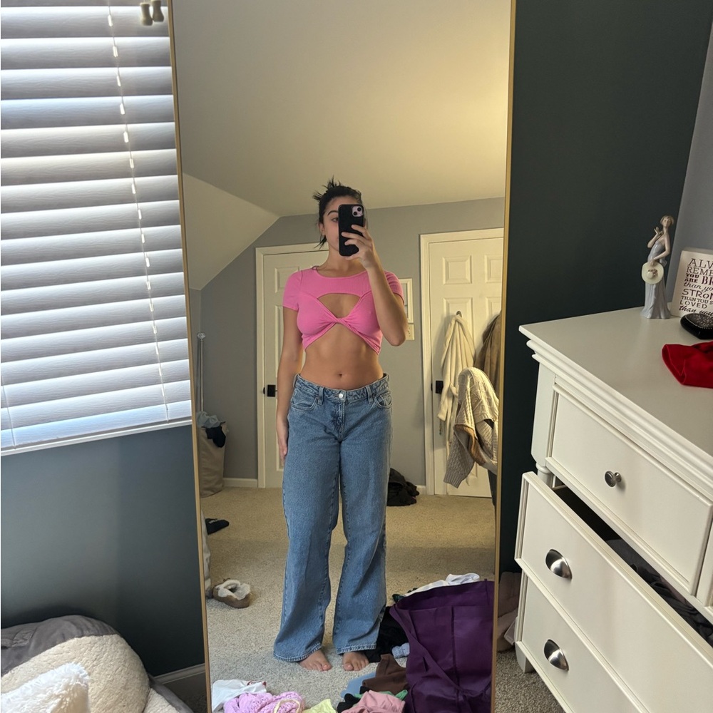Urban Outfitters Pink Cut-Out Crop Top